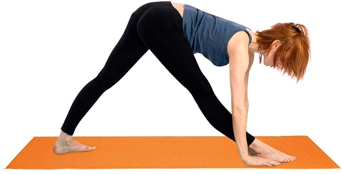 DFH 4mm Anti-Skid EVA+TPE Yoga Mat with Elastic Carry Strap for Home Gym & Outdoor Workout for Men & Women-Orange