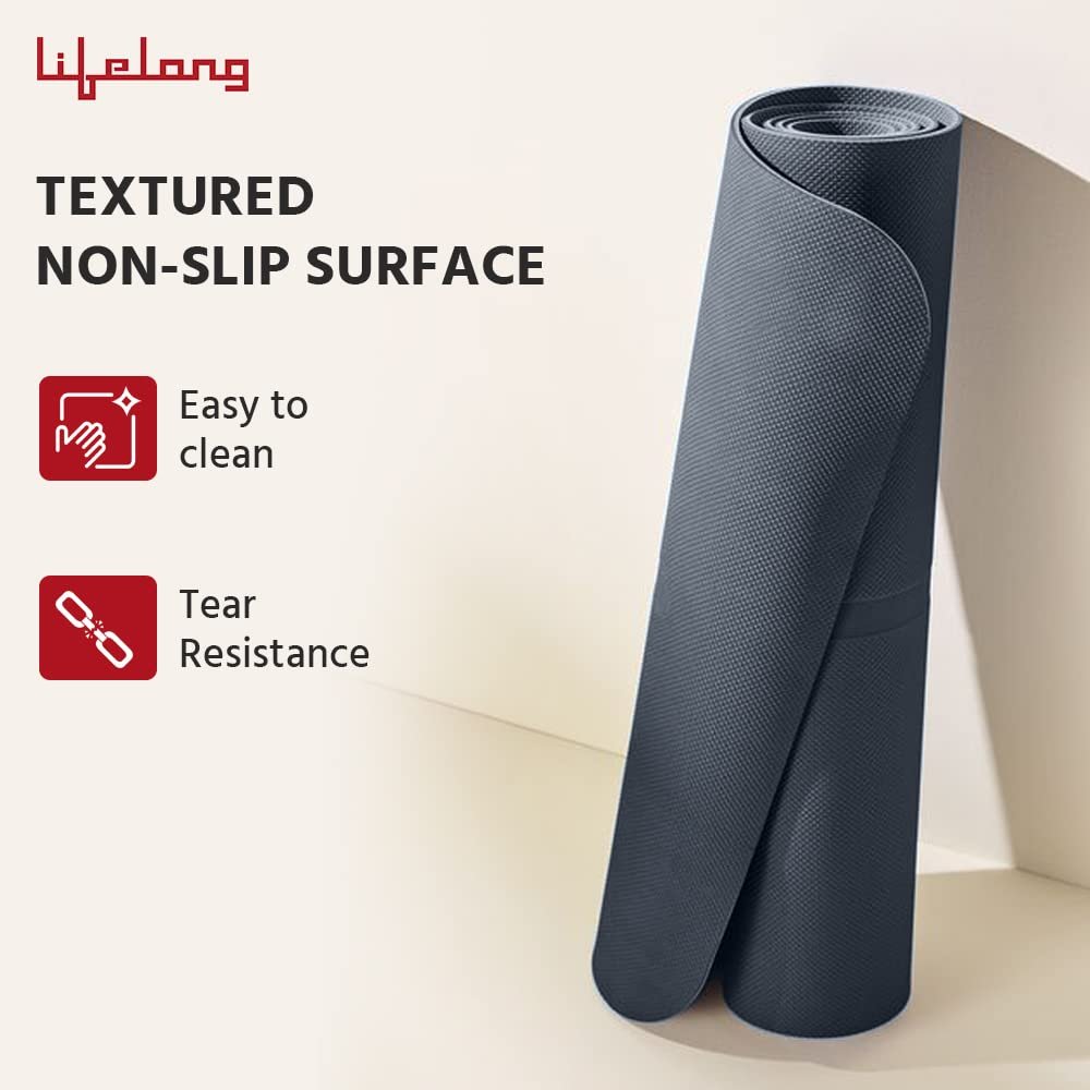 Lifelong LLYM92 Yoga mat for Women & Men EVA Material 4mm Anti-Slip Mat for Workout|Exercise Mat For Home Gym | Yoga Mat-For Gym-Workout and Yoga Exercise I Grey