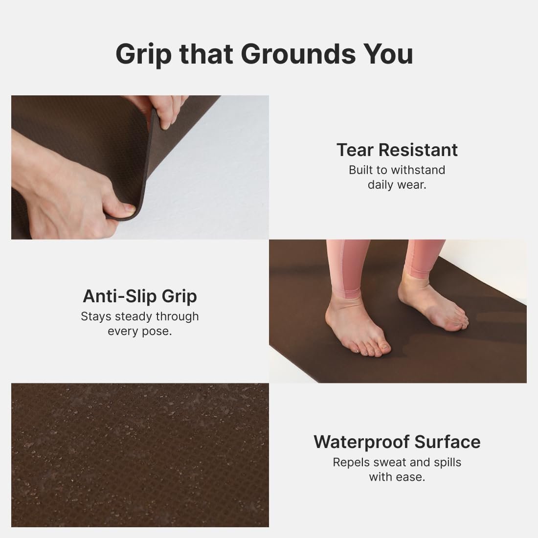 Cult Yoga Mat EVA 4mm with Carry Strap – Non-Slip, Lightweight, Cushioned & Sweat-Resistant Exercise Mat – Durable, Portable & Eco-Friendly Workout Mat for Yoga, Pilates, Home Gym & Fitness – Brown