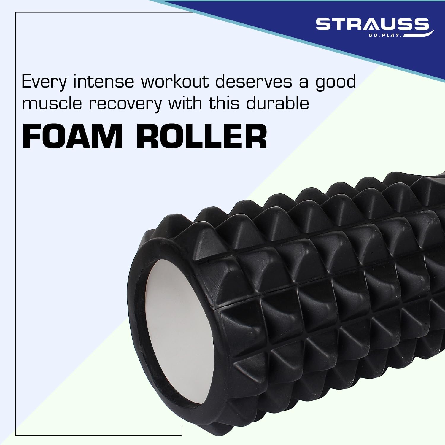 Strauss Grid Foam Roller | Eco-Friendly Spikes Roller | Premium Eva Foam | Lightweight & Travel-Friendly for Muscle Relief (Black)