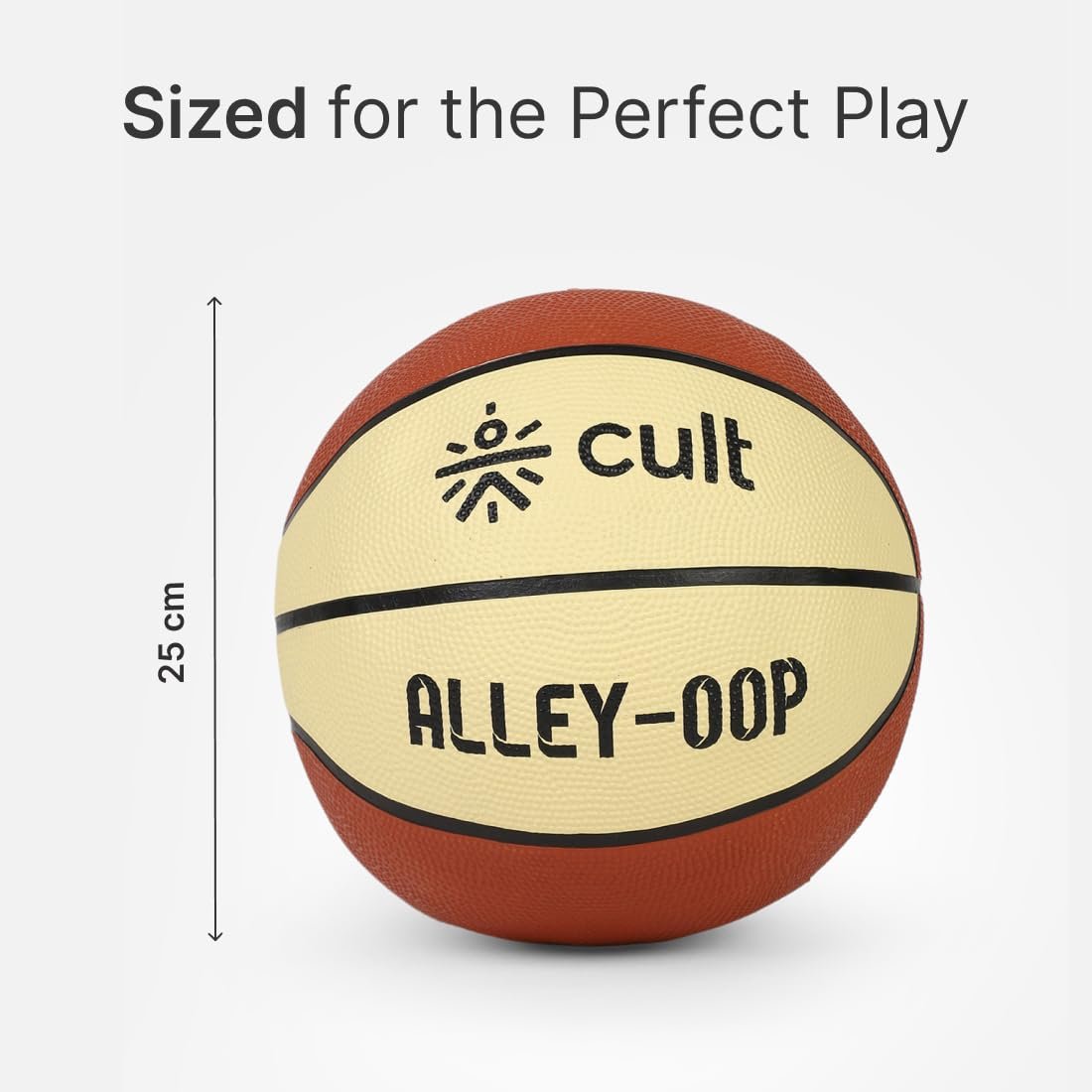 CULT Basketball Alley OOP Size 7 Indoor Outdoor Basketball for Men & Women Durable Rubber Grip Training & Match Play Ball with Butyl Bladder Brown Cream