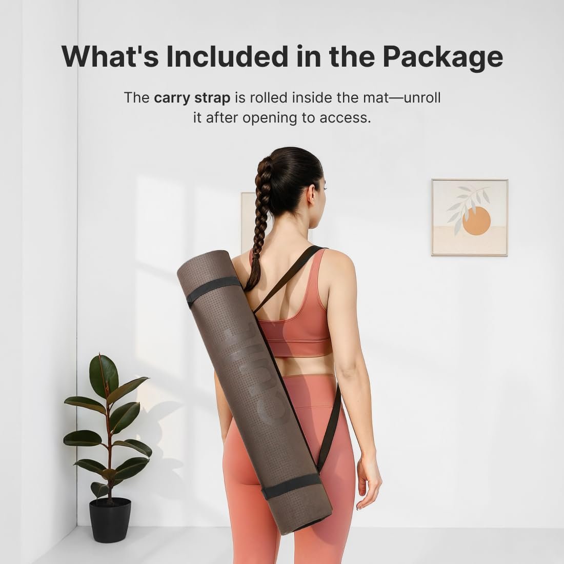 Cult Yoga Mat EVA 4mm with Carry Strap – Non-Slip, Lightweight, Cushioned & Sweat-Resistant Exercise Mat – Durable, Portable & Eco-Friendly Workout Mat for Yoga, Pilates, Home Gym & Fitness – Brown