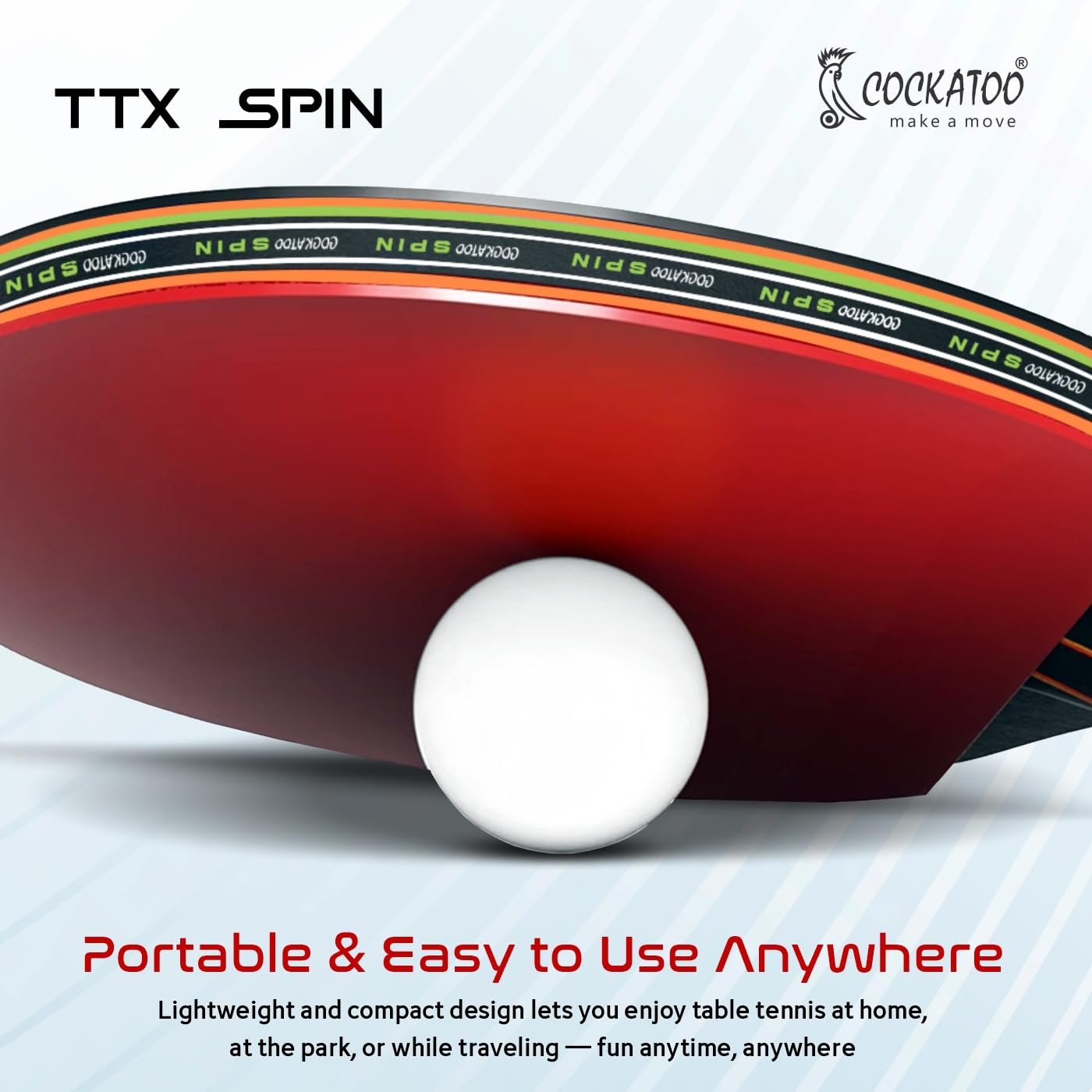 Cockatoo Spin 3-Star Table Tennis Racket Set, TT Set with 2 Bats & 3 Balls, Intermediate Level Play, Comfortable Grip for Kids & Adults, Black/Red