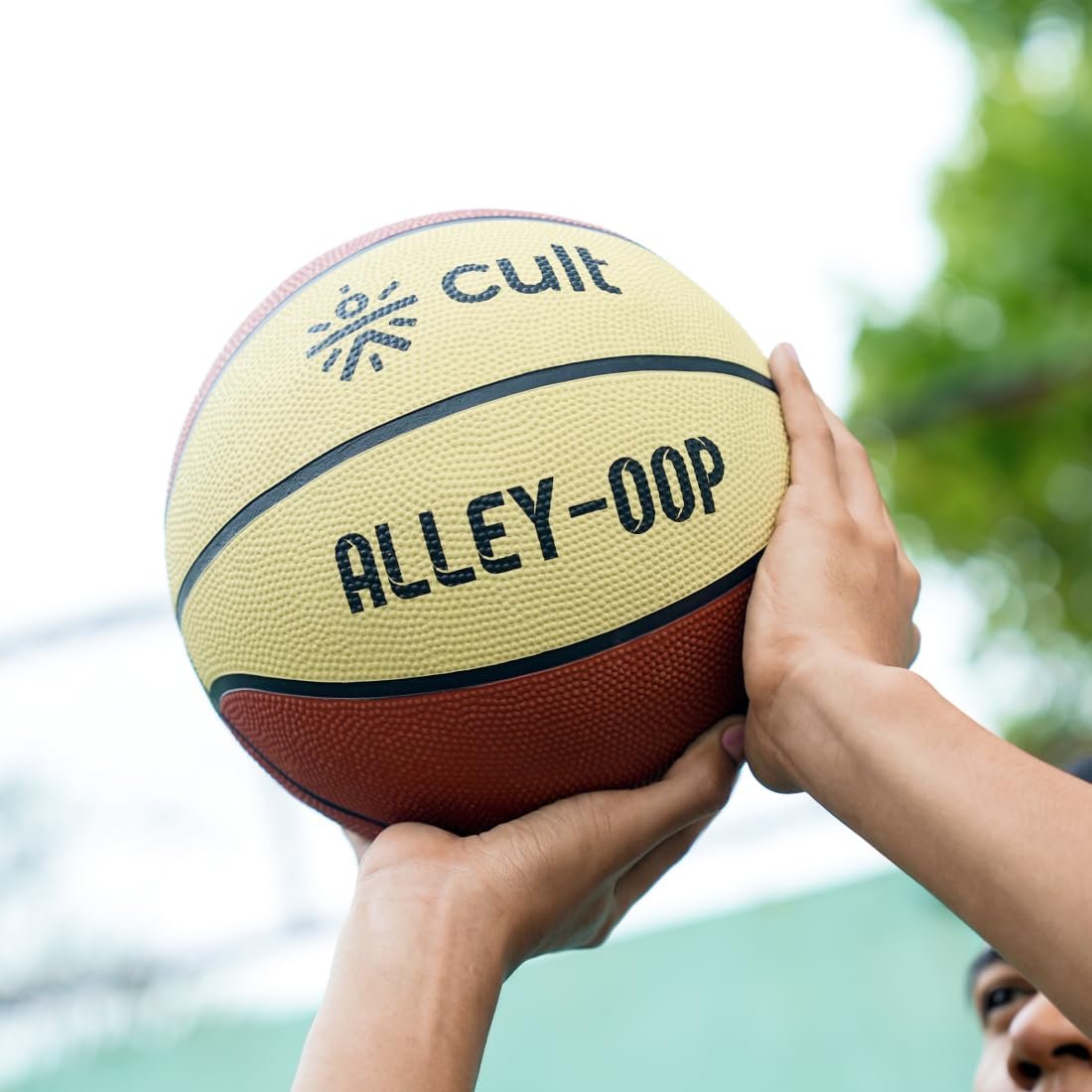 CULT Basketball Alley OOP Size 7 Indoor Outdoor Basketball for Men & Women Durable Rubber Grip Training & Match Play Ball with Butyl Bladder Brown Cream