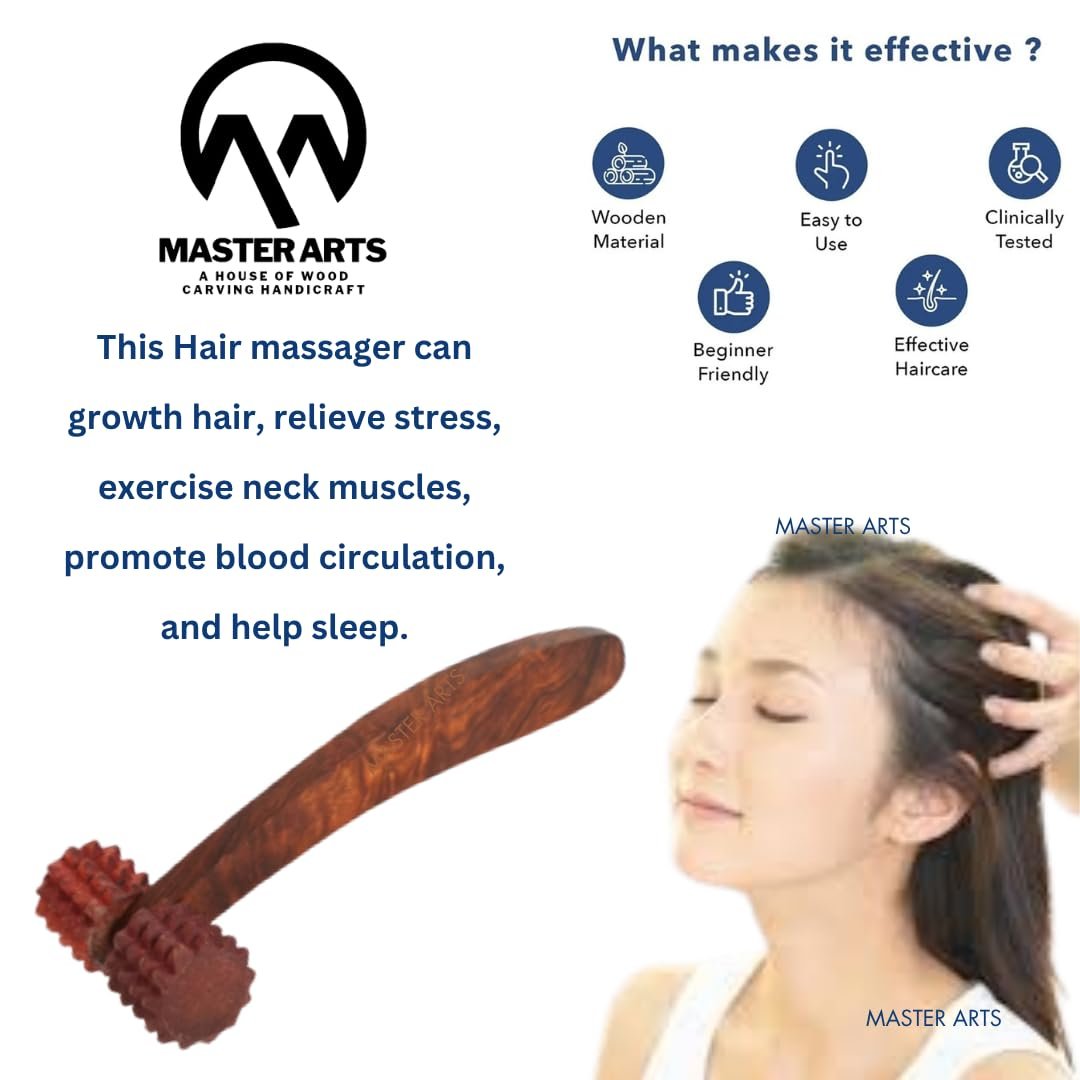Master arts shisham Wood back/neck/face/head/Hand/legs Massager Roller Body Stress releif Acupressure Acupuncture Cutter Manual Massagers (set of 5) best massager kit, wooden massager (master 1)