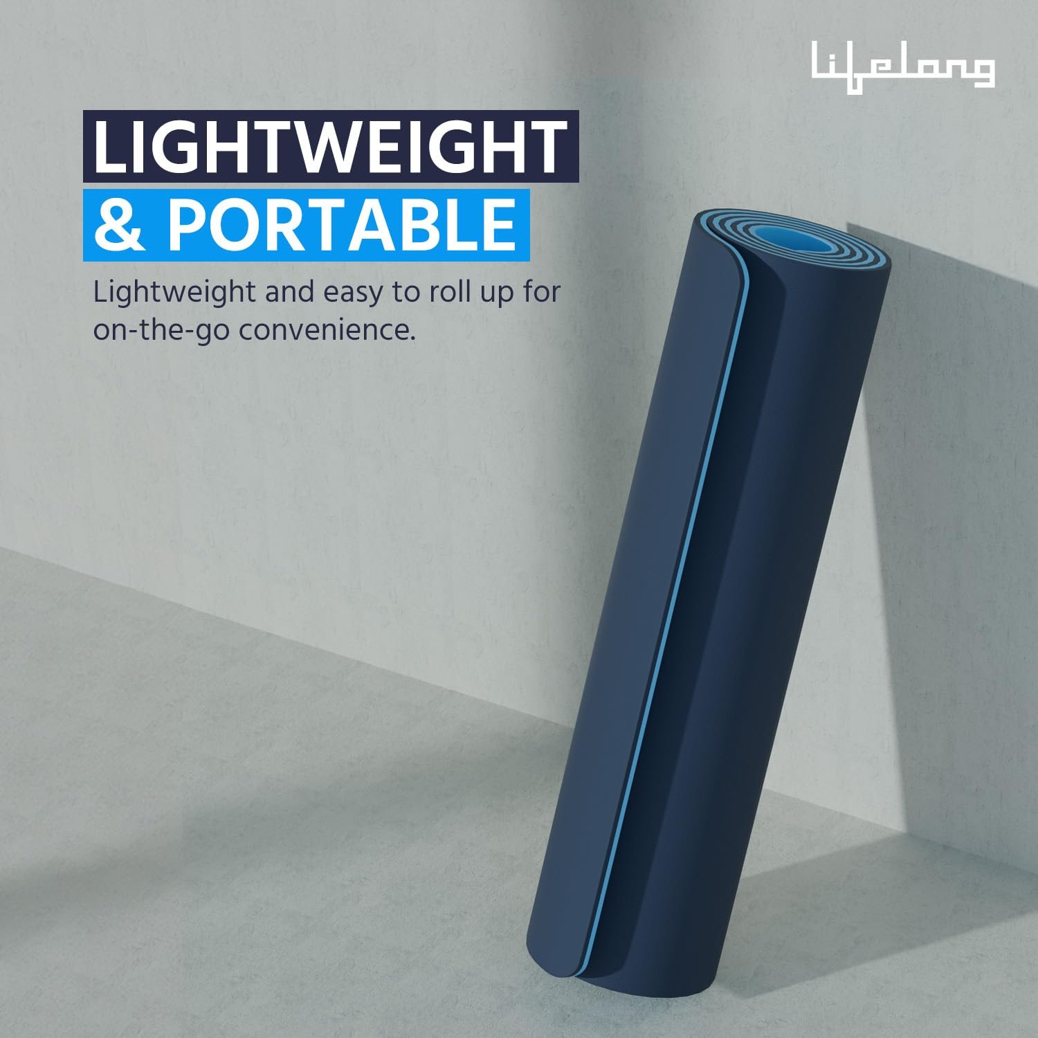Lifelong 6mm Dual Color TPE Material Anti-Slip Yoga Mat for Home, Gym, Yoga, Workout and Exercise for Women & Men (6 Months Warranty,Llym115), Navy Blue/Blue