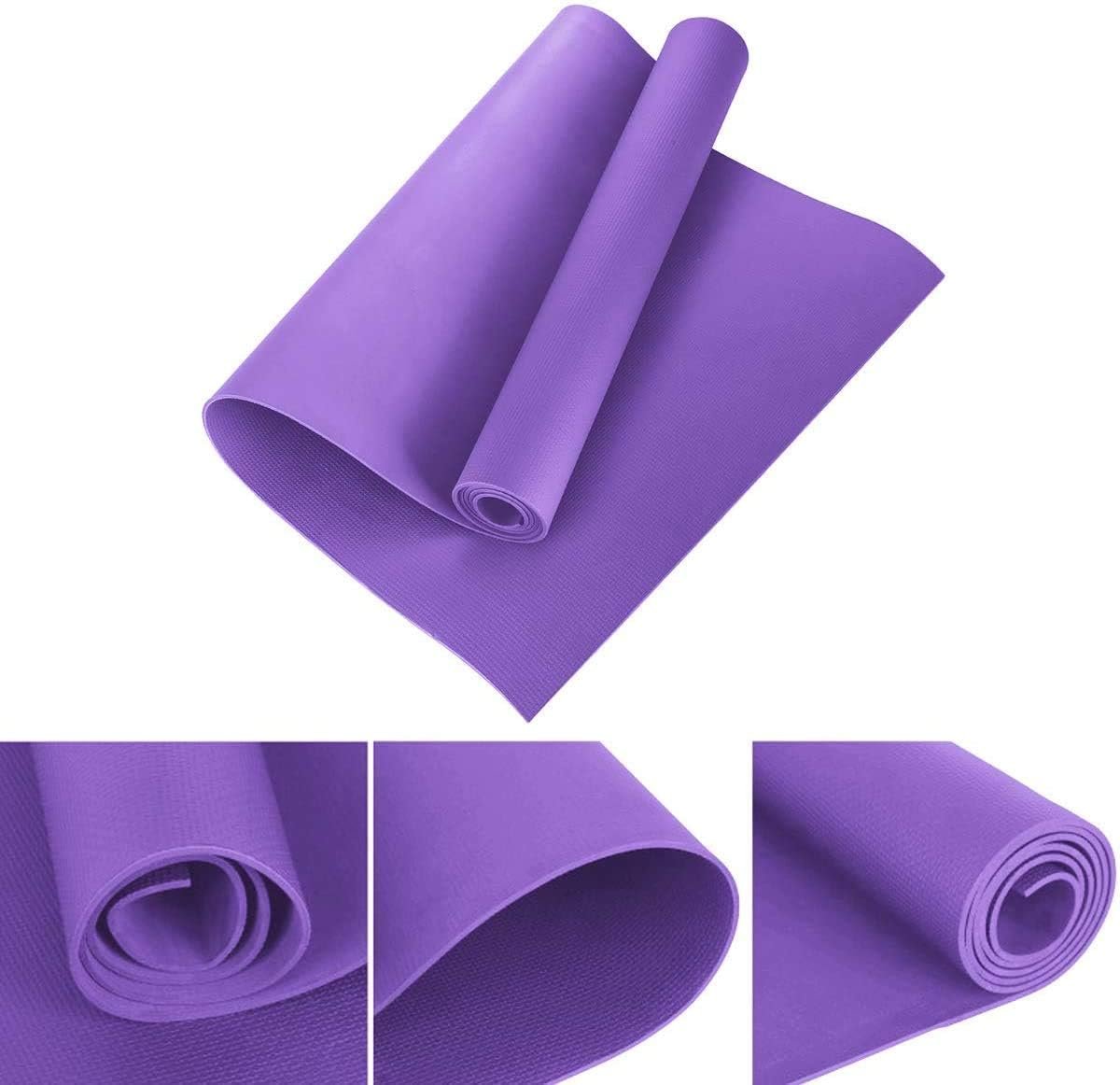 Eco-Friendly Non-Slip Yoga Mat 4mm – Anti-Skid Exercise Mat for Home, Gym, Outdoor Workouts | Meditation, Yoga Asanas, Fitness | Yoga Mat for Men, Women & Kids – Multicolor ( Color may vary as per availability ) (Purple, 4 mm)