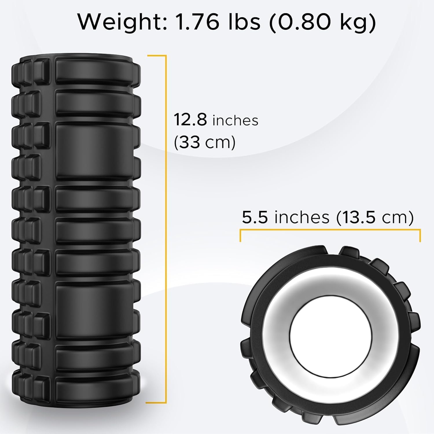 PulseITRoll 33cm Foam Roller for Deep Tissue Massager, High Density Exercise Patented Roller for Muscle Massage and Myofascial Trigger Point Release Back Roller for Fitness, Yoga and Pilates (33CM)