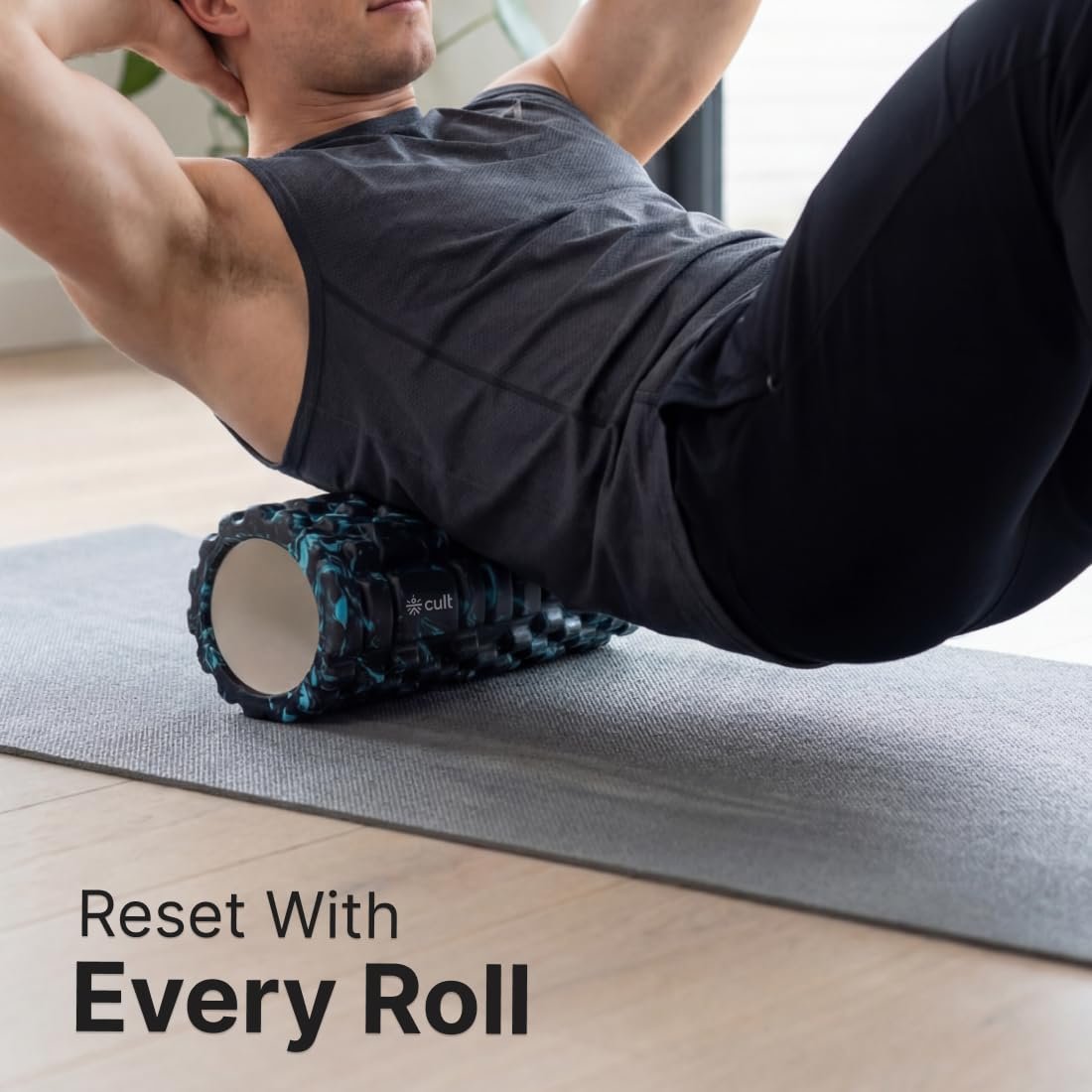 CULT Foam Roller for Back Pain & Deep Tissue Massage | High Density Body Massage Roller & Yoga Roller | 33cm Muscle Massager Equipment for Muscle Recovery & Stretching (Marble Blue)