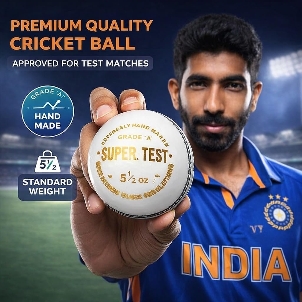 ANANYA CREATIONS Classic White 4 Piece Leather Cricket Ball –60 Overs (Super Test) | Premium Hand Stitched | Durable for Test, ODI, T20 & Practice Matches | Swing & Seam Optimized | Premium Shine (4)