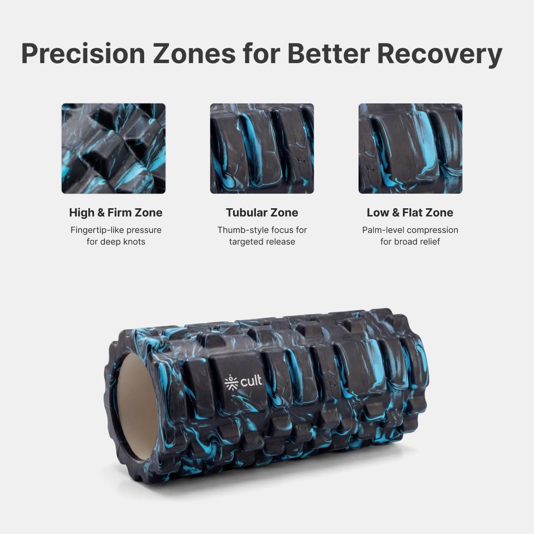 CULT Foam Roller for Back Pain & Deep Tissue Massage | High Density Body Massage Roller & Yoga Roller | 33cm Muscle Massager Equipment for Muscle Recovery & Stretching (Marble Blue)