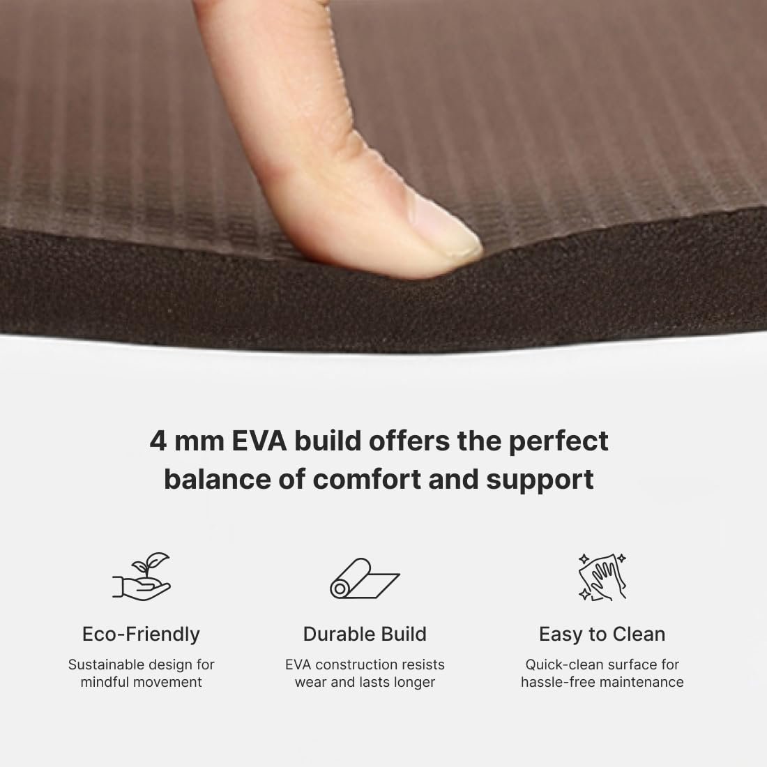Cult Yoga Mat EVA 4mm with Carry Strap – Non-Slip, Lightweight, Cushioned & Sweat-Resistant Exercise Mat – Durable, Portable & Eco-Friendly Workout Mat for Yoga, Pilates, Home Gym & Fitness – Brown