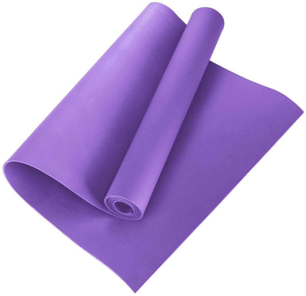 Eco-Friendly Non-Slip Yoga Mat 4mm – Anti-Skid Exercise Mat for Home, Gym, Outdoor Workouts | Meditation, Yoga Asanas, Fitness | Yoga Mat for Men, Women & Kids – Multicolor ( Color may vary as per availability ) (Purple, 4 mm)