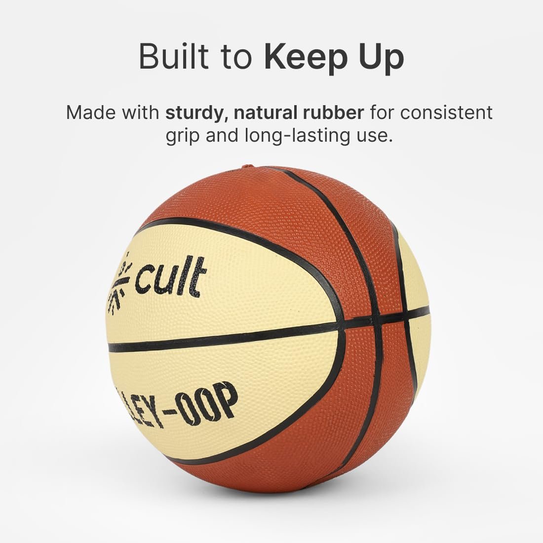 CULT Basketball Alley OOP Size 7 Indoor Outdoor Basketball for Men & Women Durable Rubber Grip Training & Match Play Ball with Butyl Bladder Brown Cream