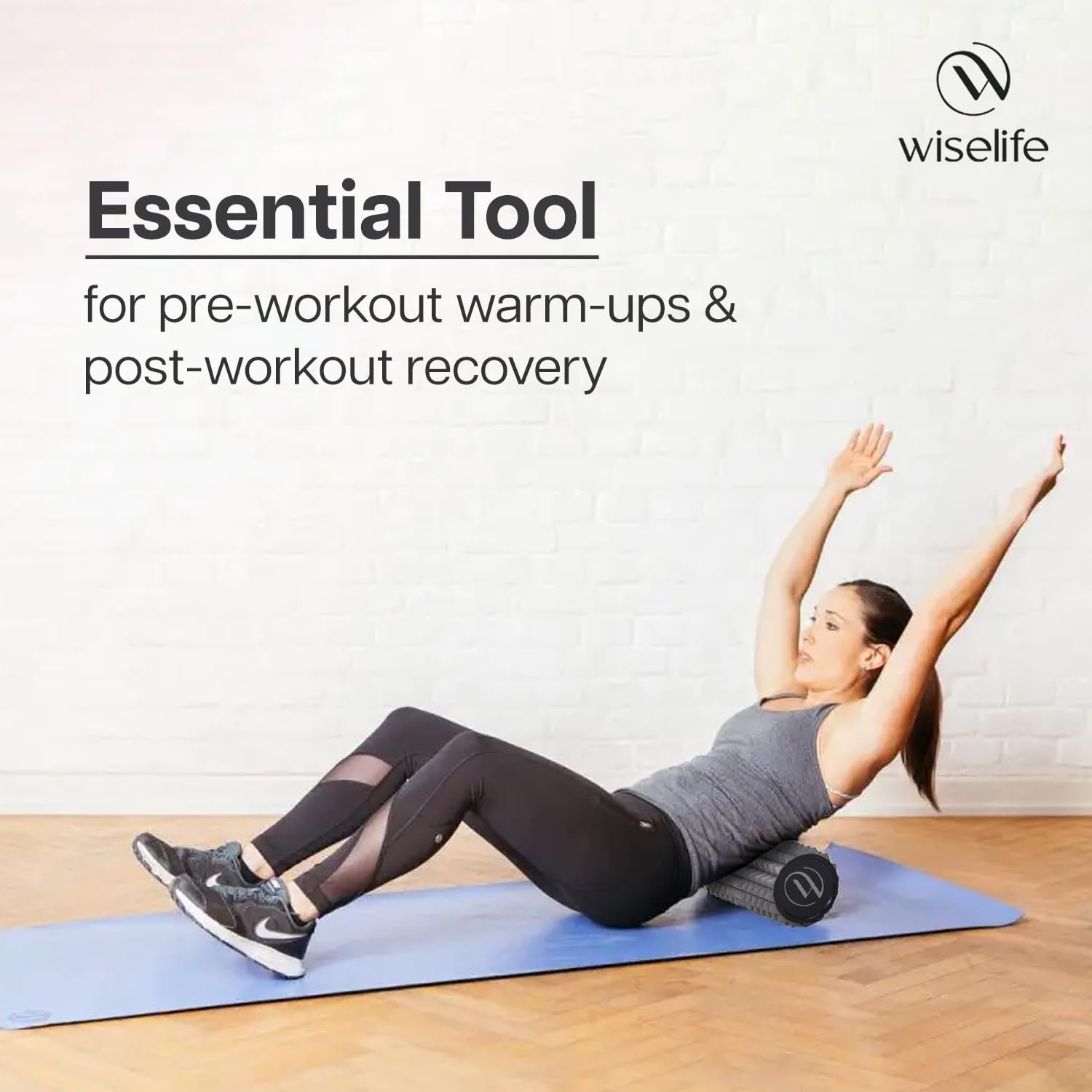 Wiselife Eco-Friendly Spikes Foam Roller | Premium Eva Foam | Light Weight & Travel-Friendly Foam Roller for Relieve Muscle Tightness, Soreness & Inflammation (Silver)