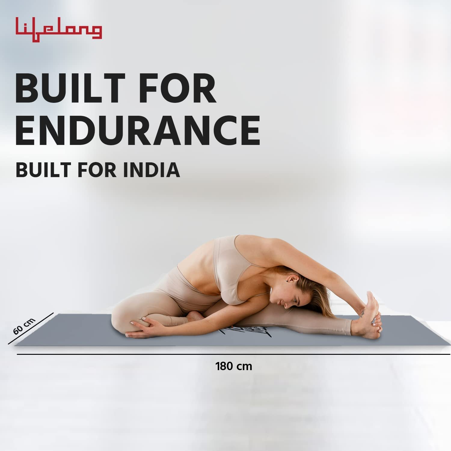 Lifelong LLYM92 Yoga mat for Women & Men EVA Material 4mm Anti-Slip Mat for Workout|Exercise Mat For Home Gym | Yoga Mat-For Gym-Workout and Yoga Exercise I Grey
