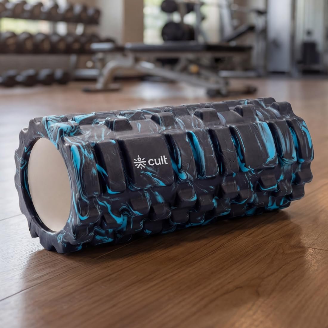 CULT Foam Roller for Back Pain & Deep Tissue Massage | High Density Body Massage Roller & Yoga Roller | 33cm Muscle Massager Equipment for Muscle Recovery & Stretching (Marble Blue)