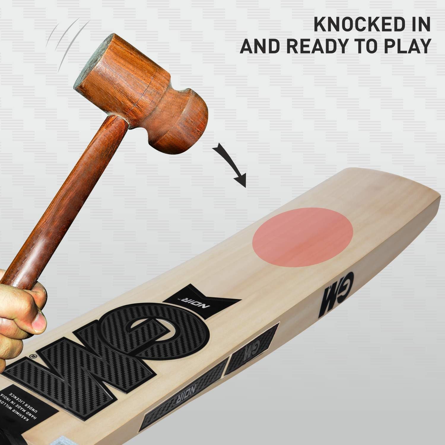 GM Noir Striker Kashmir Willow Cricket Bat with Cross Weave Tape on The Face | Full Size | Light Weight | Free Cover|, Multi Colour, Mens
