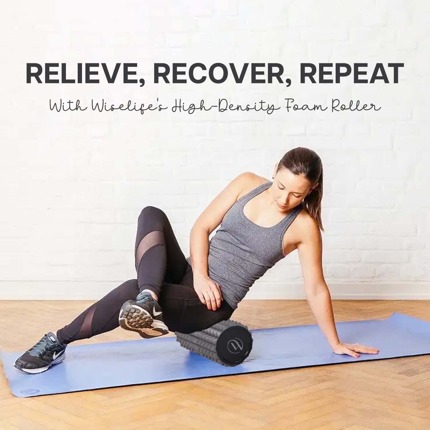 Wiselife Eco-Friendly Spikes Foam Roller | Premium Eva Foam | Light Weight & Travel-Friendly Foam Roller for Relieve Muscle Tightness, Soreness & Inflammation (Silver)