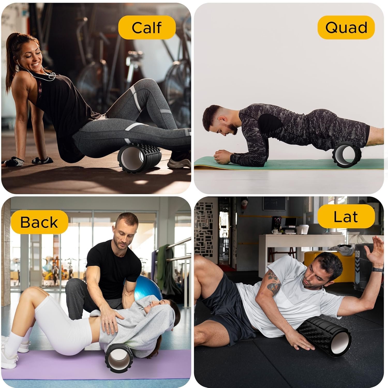 PulseITRoll 33cm Foam Roller for Deep Tissue Massager, High Density Exercise Patented Roller for Muscle Massage and Myofascial Trigger Point Release Back Roller for Fitness, Yoga and Pilates (33CM)