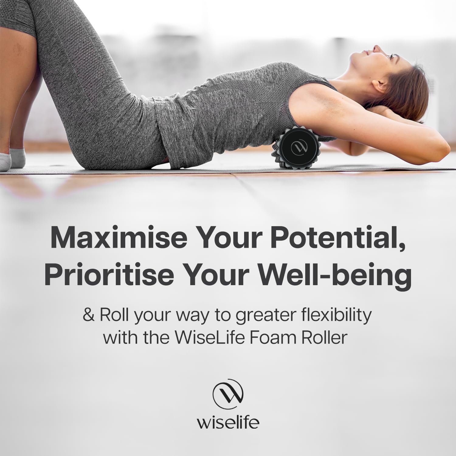 Wiselife Eco-Friendly Spikes Foam Roller | Premium Eva Foam | Light Weight & Travel-Friendly Foam Roller for Relieve Muscle Tightness, Soreness & Inflammation (Silver)
