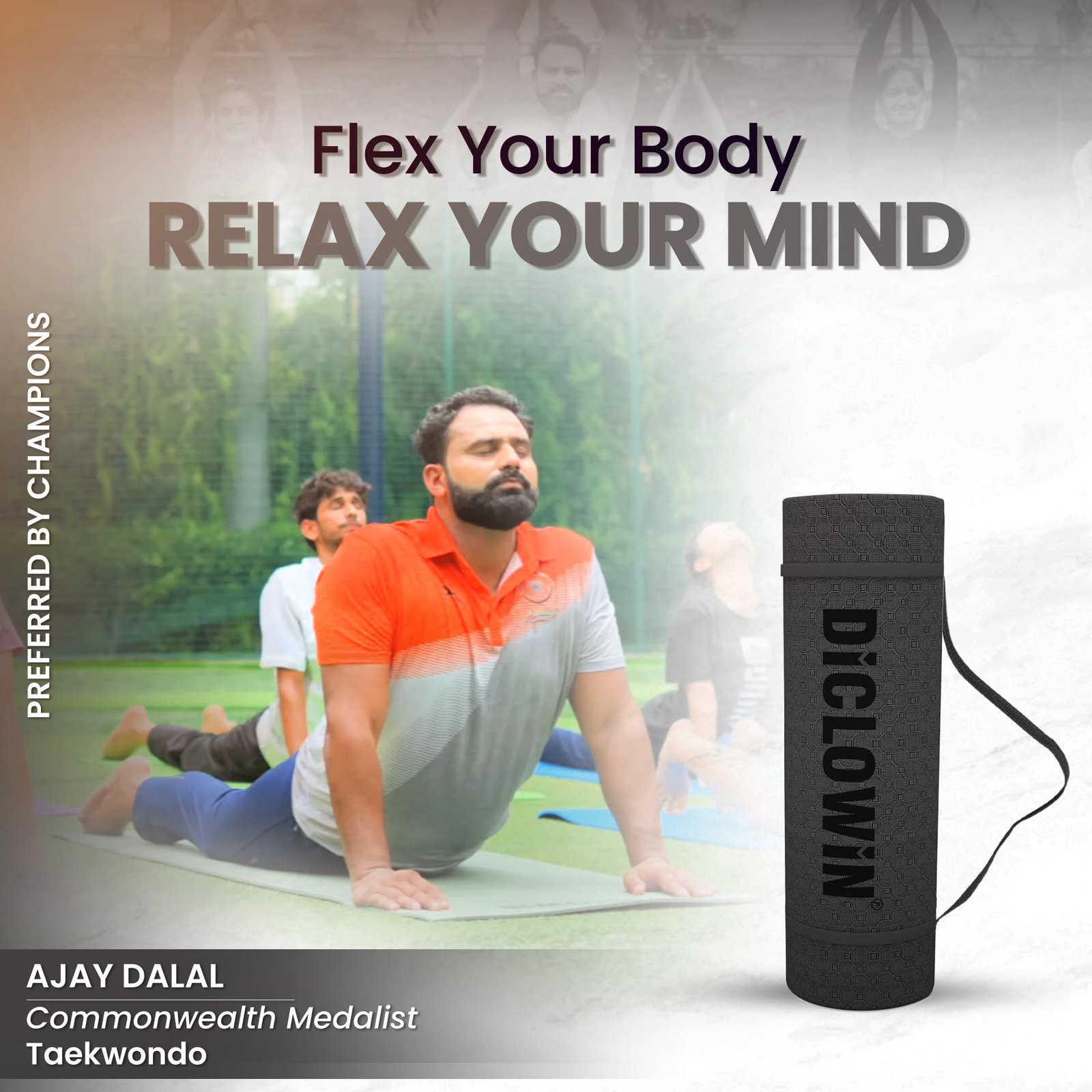 DiCLOWiN Yoga Mat | 6mm, Anti Slip, Extra Grip | Storage Strap Included | Exercise, Stretch, Rest & Yoga for Men, Women, Children, Elderly (Black)