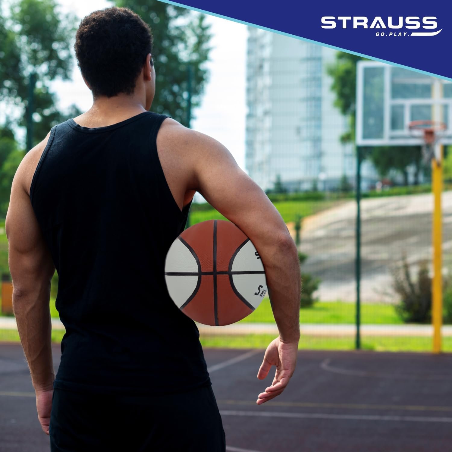 STRAUSS SkyBlazer Basketball Size 7 | Professional Basket Ball for Indoor-Outdoor Training and Match | Suitable for Hard Surface, Wooden Flooring & Synthetic Surface | for Kids and Adults
