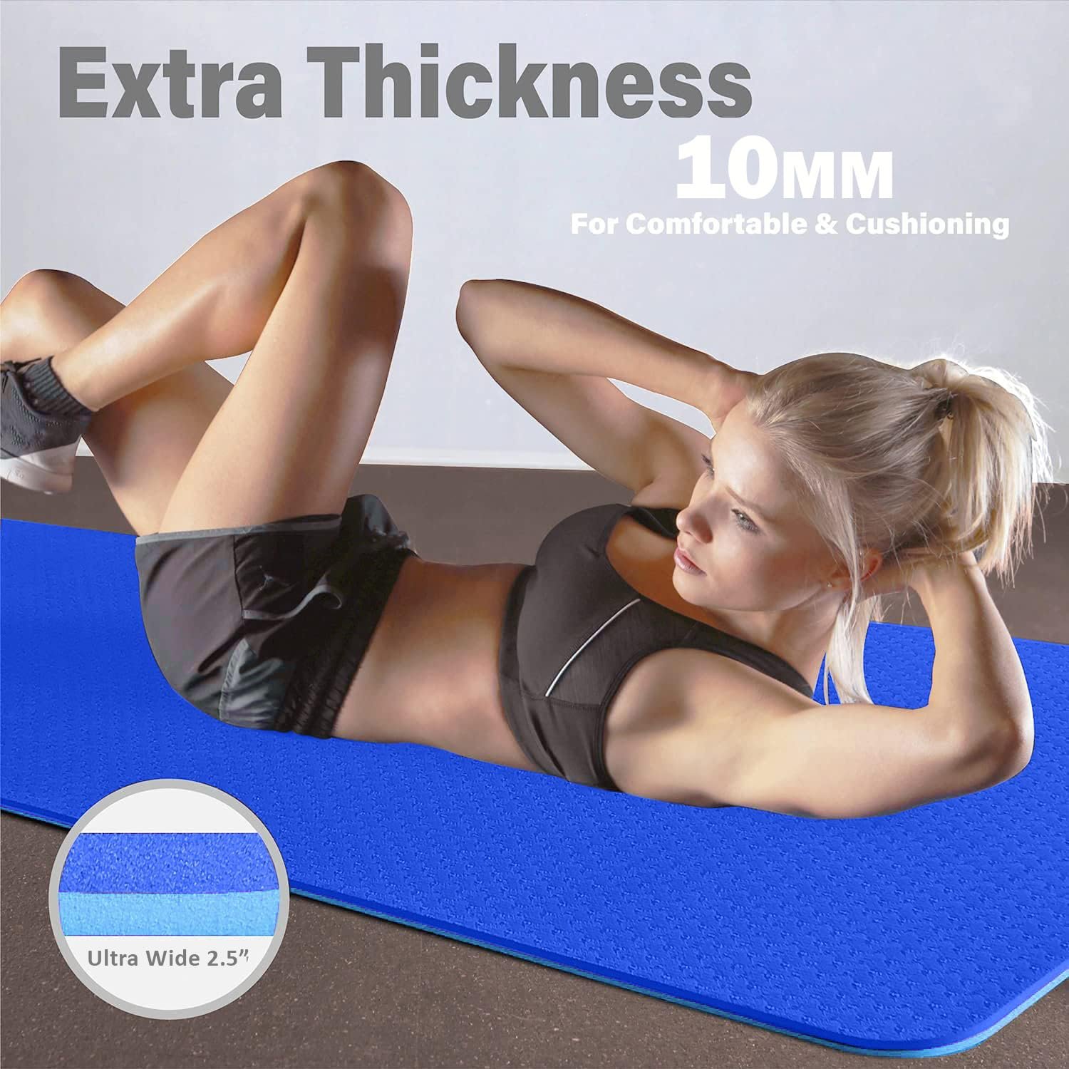 WErFIT Yoga Mat for Man and Woman with Cover Bag | 10mm Gym Mats, Extra Thick, Dual Layer, Anti-Slip, Eco-Friendly, Sweat Resistant | Exercise mat for for Home Workout, Yoga & Gym