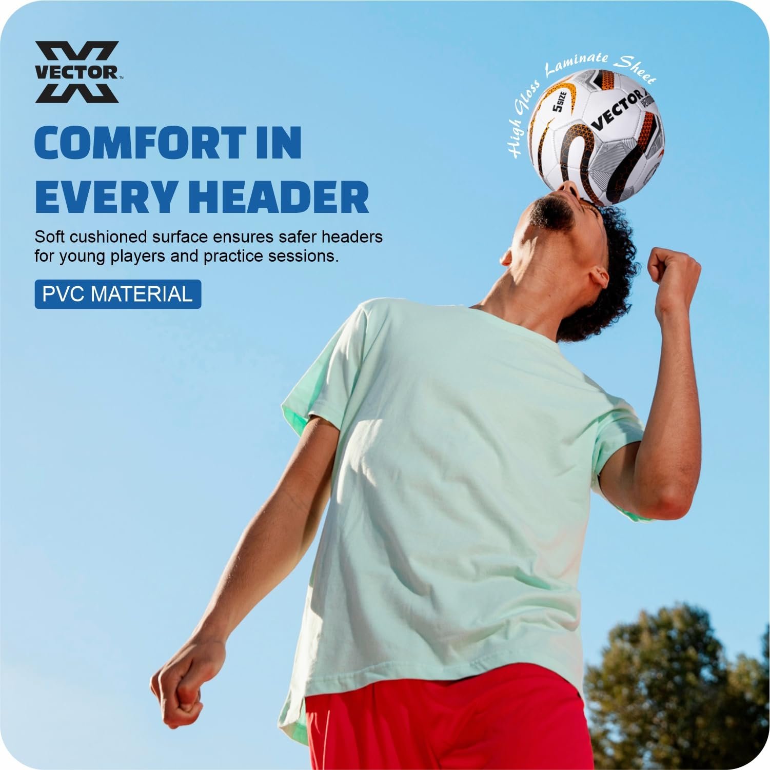 Vector X Venomous PVC Machine Stitched Indoor/Outdoor Water-Resistant Football + Pump with Butyl Bladder, White-Orange, Size 5, Suitable for Match and Training for Adults 15+ Years