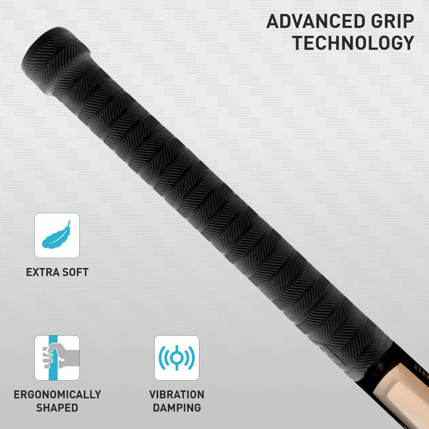 GM Noir Striker Kashmir Willow Cricket Bat with Cross Weave Tape on The Face | Full Size | Light Weight | Free Cover|, Multi Colour, Mens