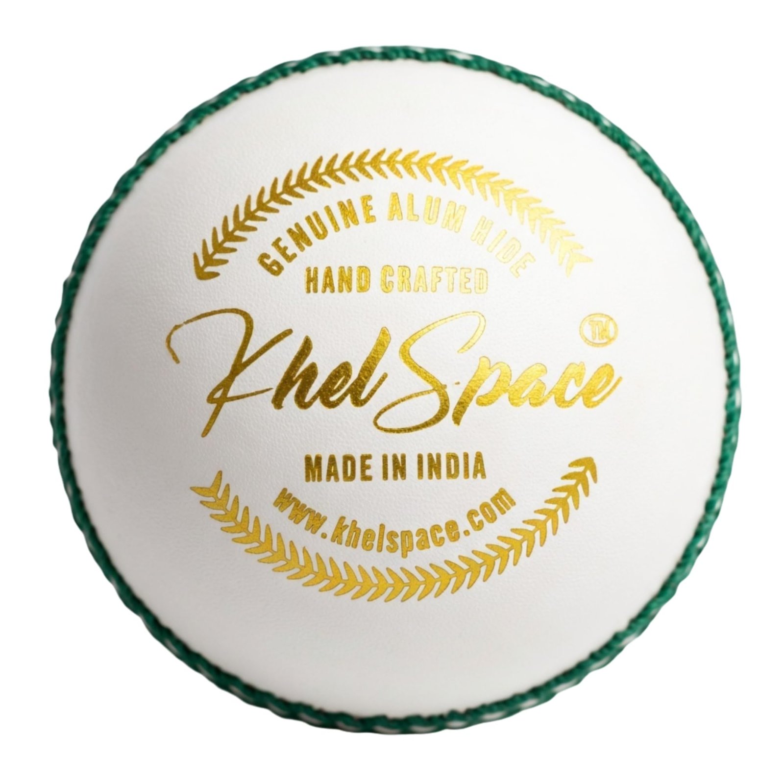KHELSPACE KS Prime White Leather Cricket Ball for Practice & Training – Entry-Level, Hand-Stitched, Durable Core, Ideal for Nets, Coaching & School Matches