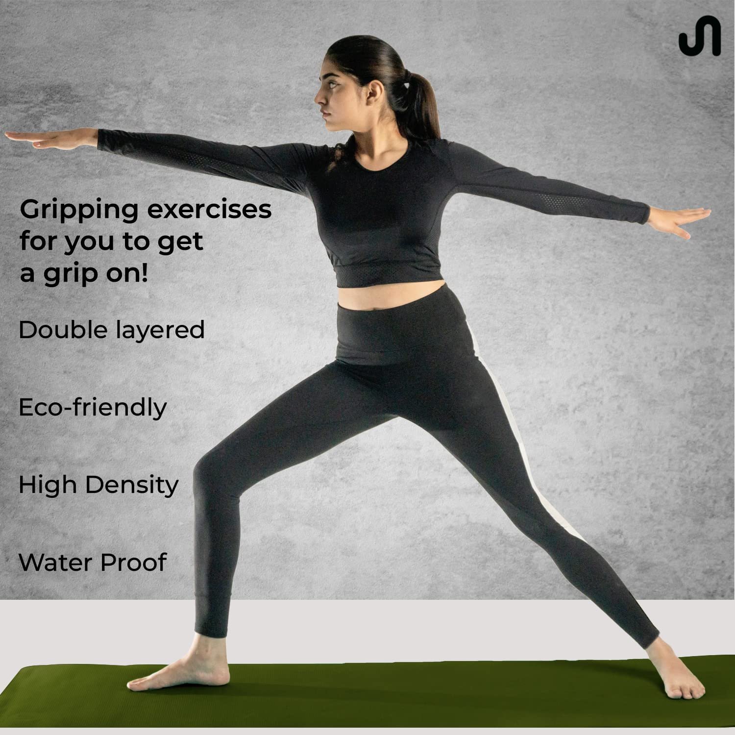 Bodyband Yoga Mat for Women and Men 4mm with Carry Strap EVA Material Extra Thick Exercise Mat for Workout Yoga Fitness Pilates and Meditation, Anti Tear Anti Slip For Home & Gym Use - Army Green