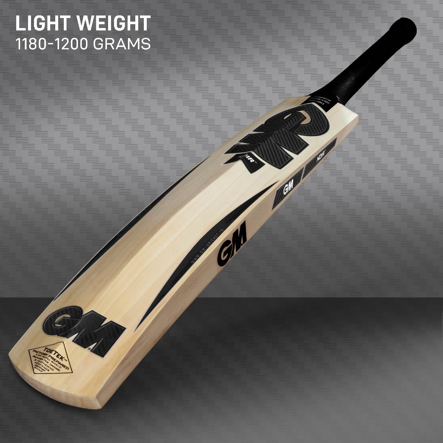GM Noir Striker Kashmir Willow Cricket Bat with Cross Weave Tape on The Face | Full Size | Light Weight | Free Cover|, Multi Colour, Mens