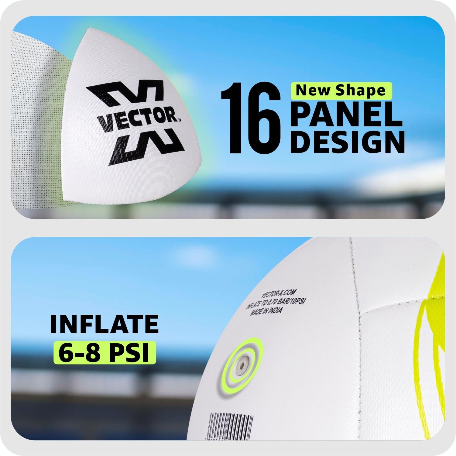 Vector X Thrifty Textured TPU Machine Stitched Football/Suitable for Soft & Wet Ground, Hard Ground with Grass & Artifical Turf, Training Match Ball, Size: 5 (Pack of 1) White-Green