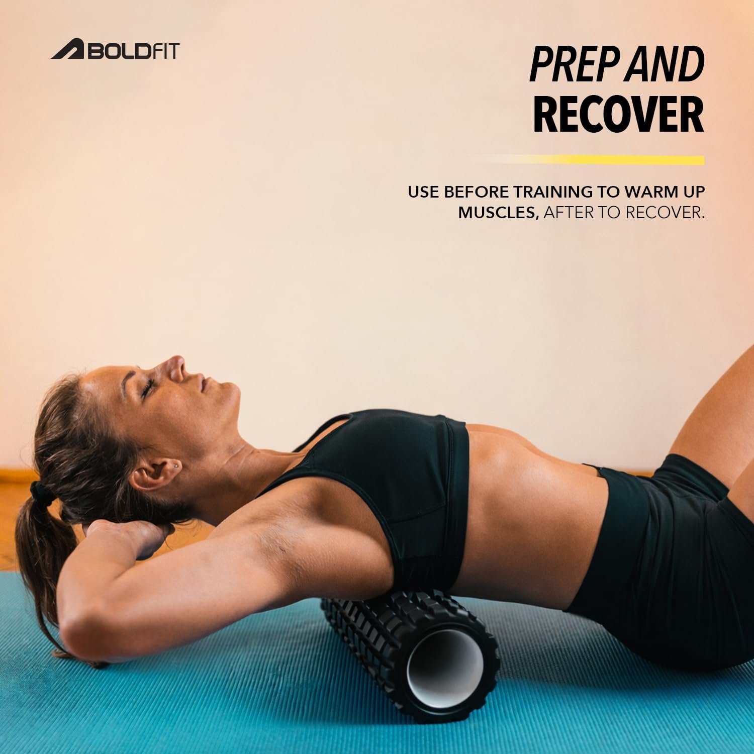 Boldfit Foam Roller for Back Pain, Deep Tissue Massage and Body Pain High Density Foam Roller for Exercise in Gym, Home Back Roller for Muscle Recovery Massage Roller for Stretching - 33cm White