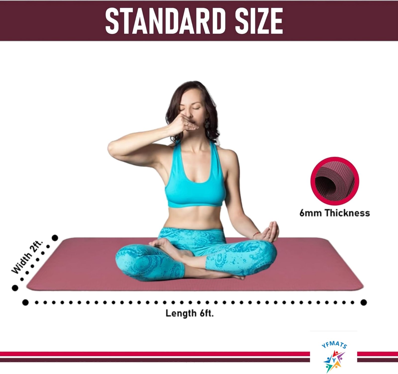 YFMATS 6MM Premium Eva with Tpe blend Anti slip Tearless Yoga mat with carry Bag Ideal for Men & Women