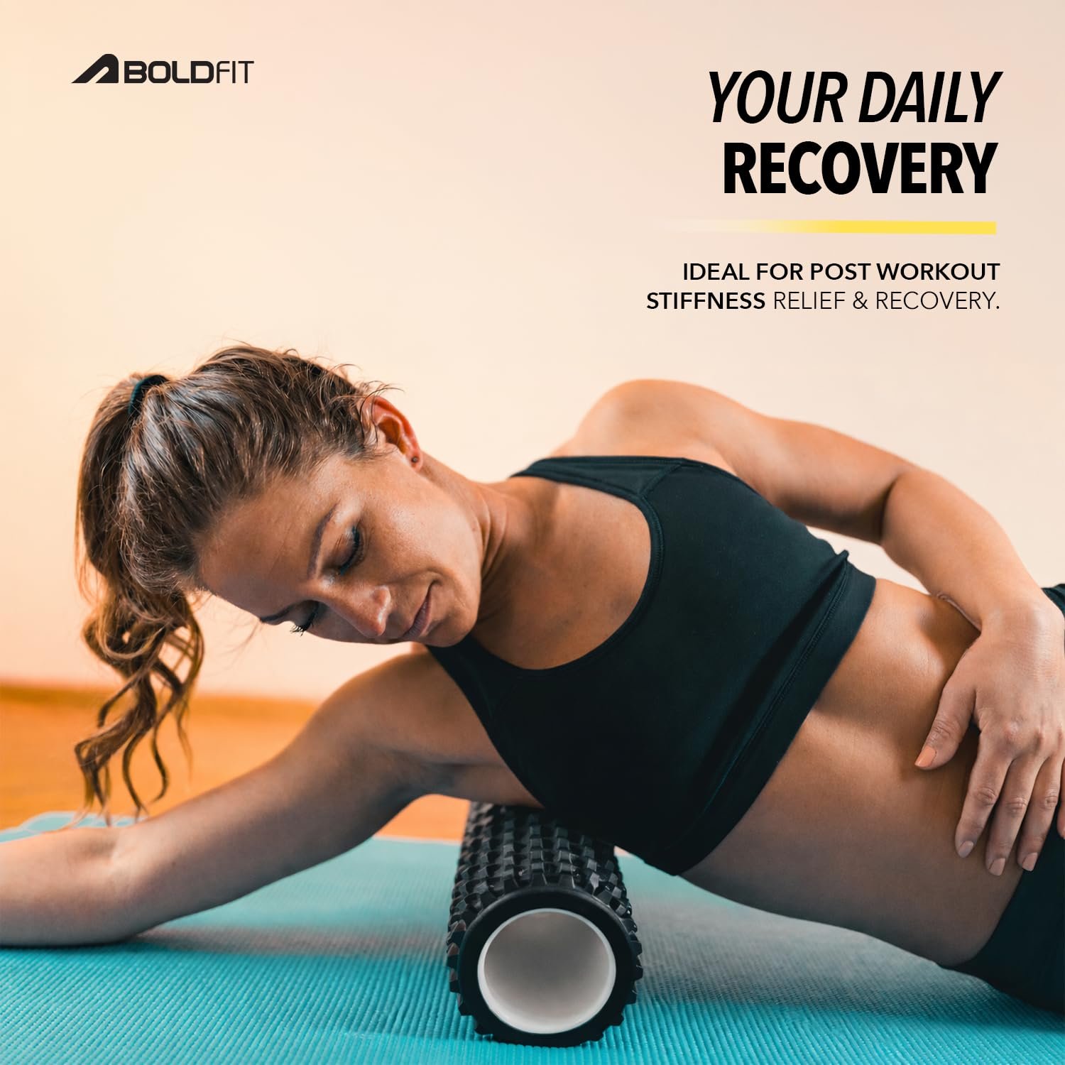 Boldfit Foam Roller for Back Pain, Deep Tissue Massage and Body Pain High Density Foam Roller for Exercise in Gym, Home Back Roller for Muscle Recovery Massage Roller for Stretching - 33cm White