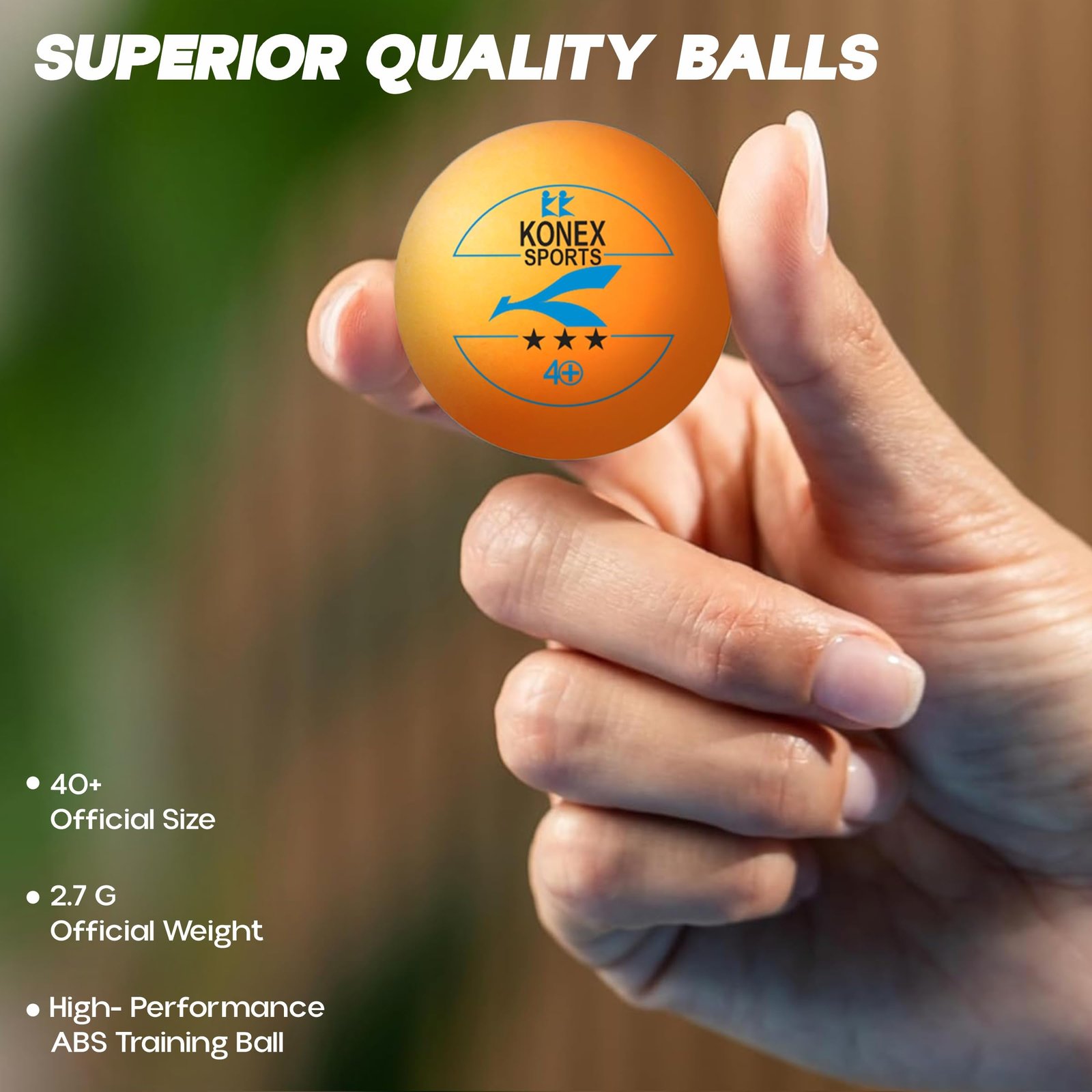 Konex Table Tennis Racket Set | 2 Durable Bats & 3 Balls | Lightweight Non-Slip Handles | Guaranteed