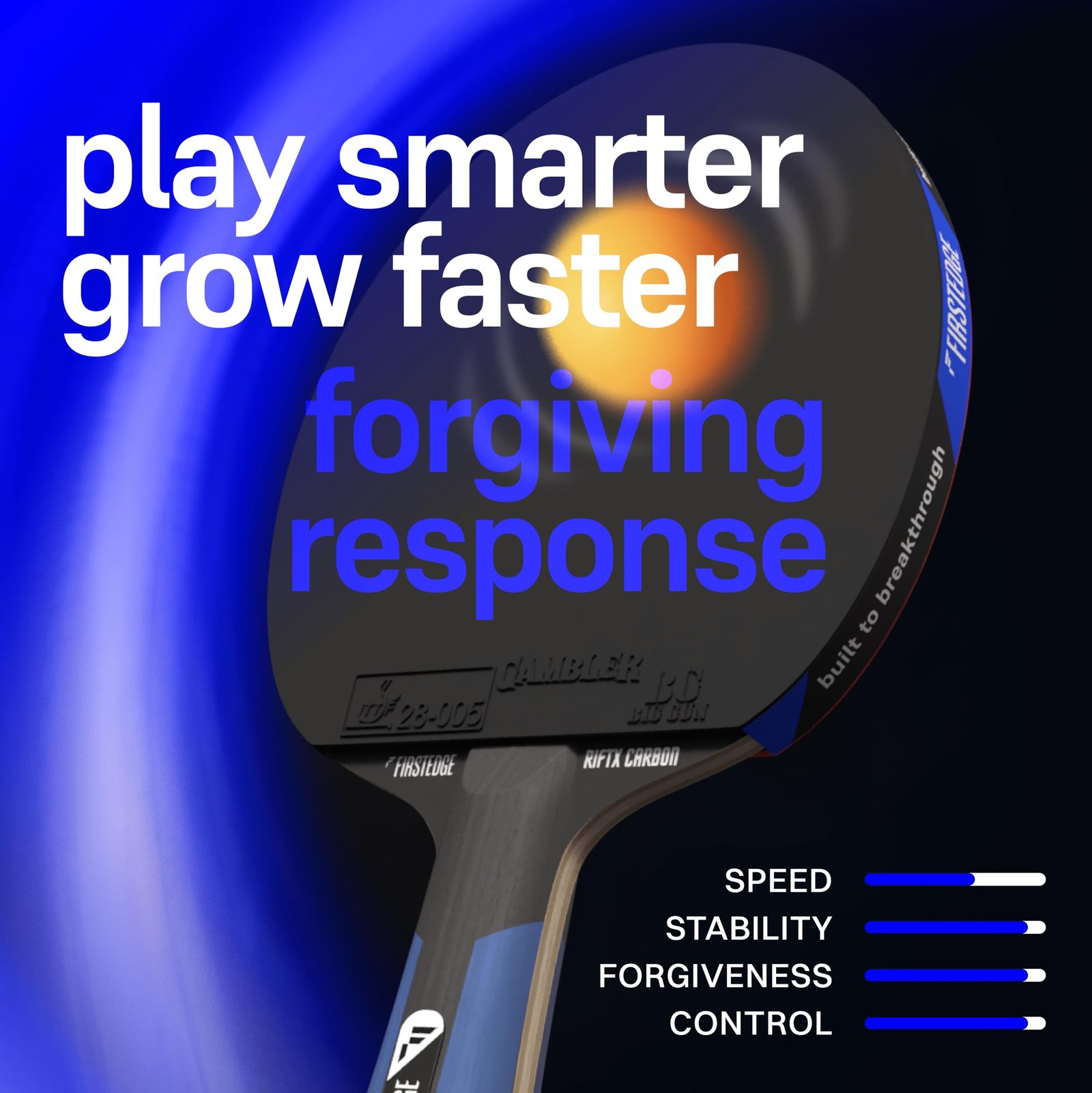 FirstEdge RiftX Carbon ITTF Approved Table Tennis Racquet | Russian Basswood Blade with Carbon Layers & Kiri Core | Ergonomic Handle TT Bat | Controlled Attack + Spin Rubber | Table Tennis Racket