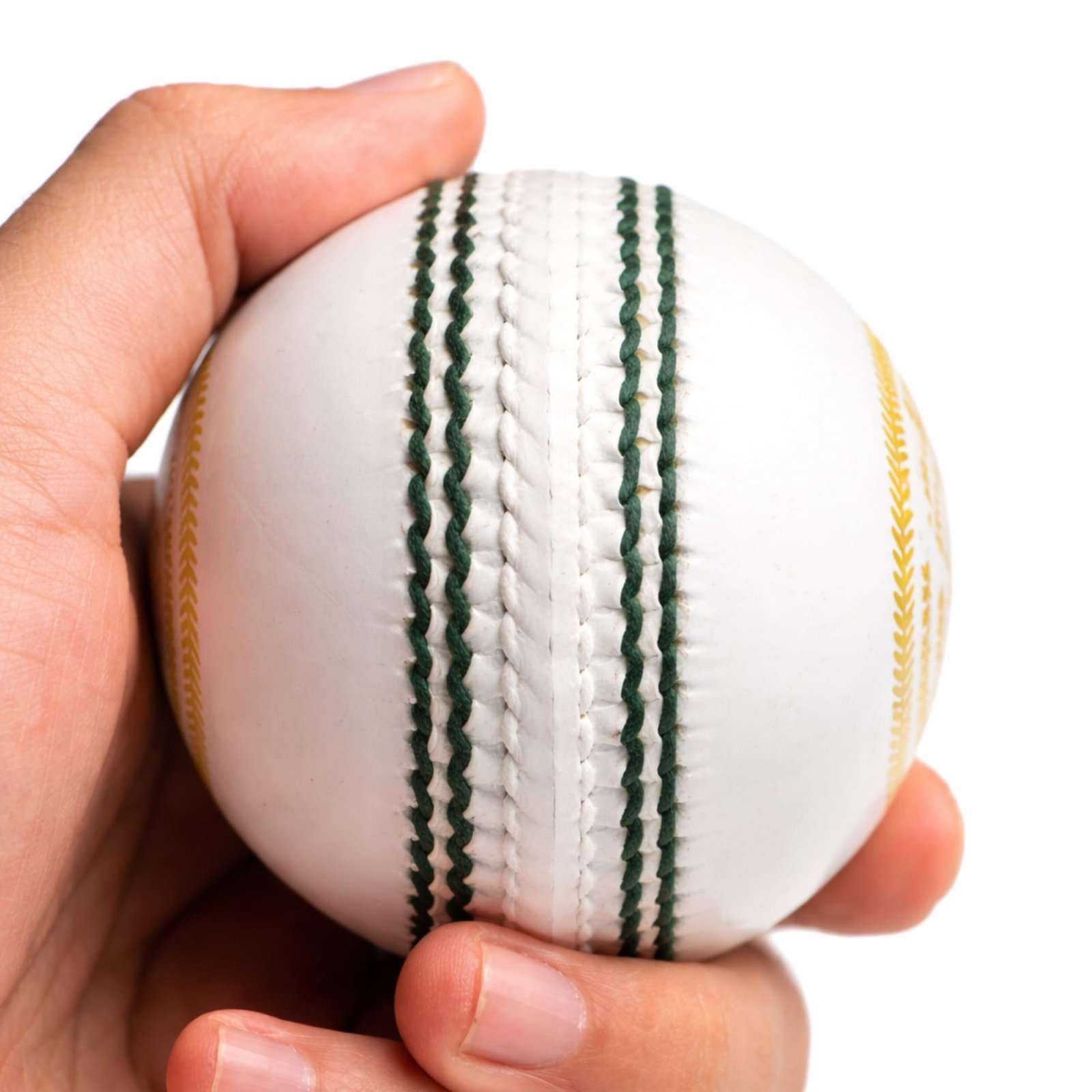 KHELSPACE KS Prime White Leather Cricket Ball for Practice & Training – Entry-Level, Hand-Stitched, Durable Core, Ideal for Nets, Coaching & School Matches