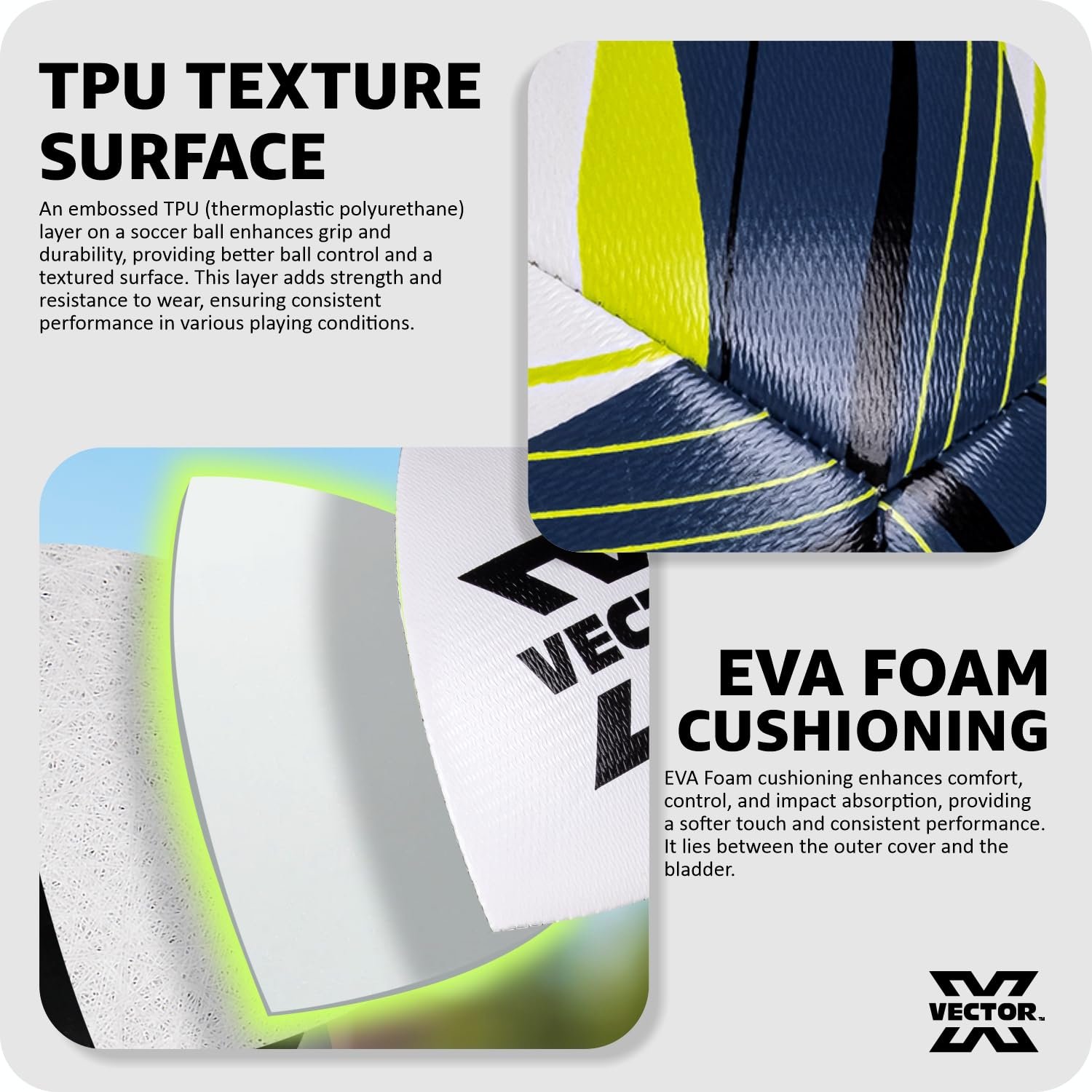 Vector X Thrifty Textured TPU Machine Stitched Football/Suitable for Soft & Wet Ground, Hard Ground with Grass & Artifical Turf, Training Match Ball, Size: 5 (Pack of 1) White-Green