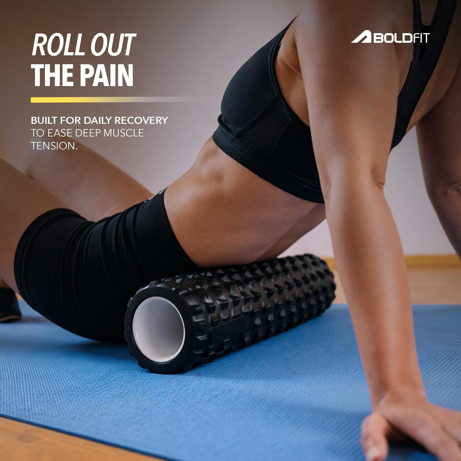Boldfit Foam Roller for Back Pain, Deep Tissue Massage and Body Pain High Density Foam Roller for Exercise in Gym, Home Back Roller for Muscle Recovery Massage Roller for Stretching - 33cm White