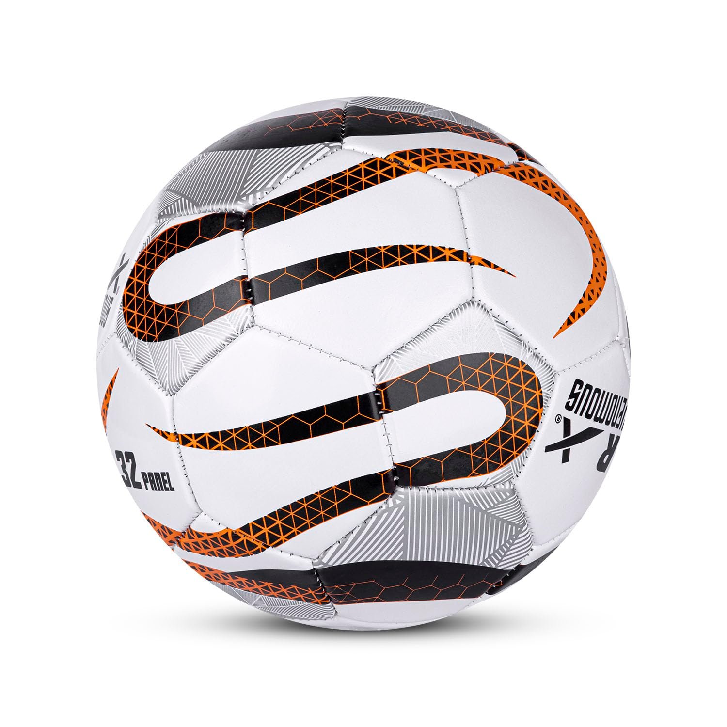 Vector X Venomous PVC Machine Stitched Indoor/Outdoor Water-Resistant Football + Pump with Butyl Bladder, White-Orange, Size 5, Suitable for Match and Training for Adults 15+ Years
