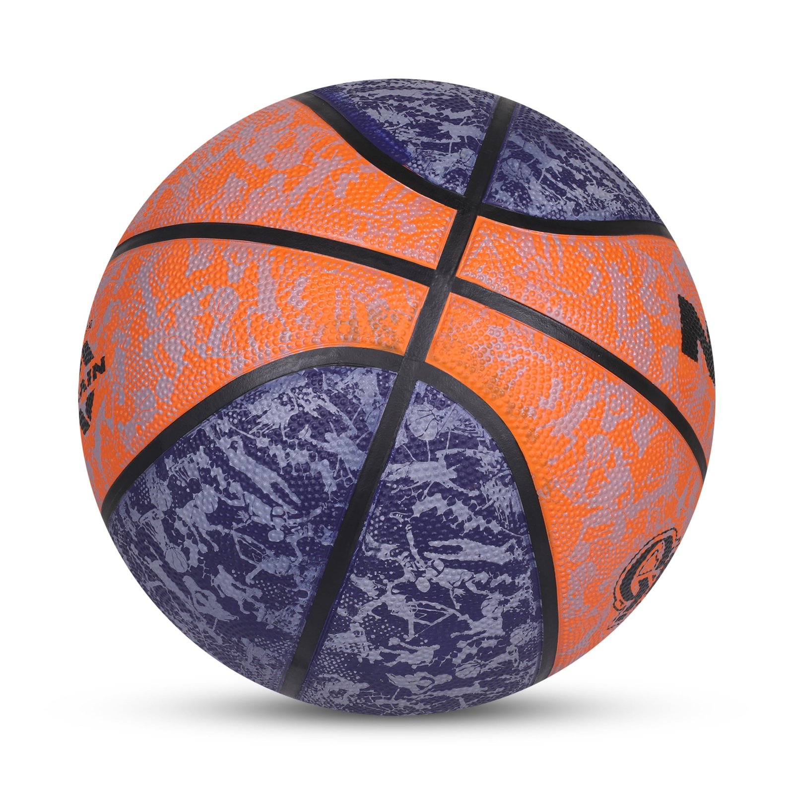 Nivia Graffiti Basketball, As per Basic Standard, 8 Panels, Molded Durable Rubber, Butyl Threadwounded Bladder, Made for Beginners, to Play on All Indoor & Outdoor Surfaces (Size - 7, Blue-Orange)