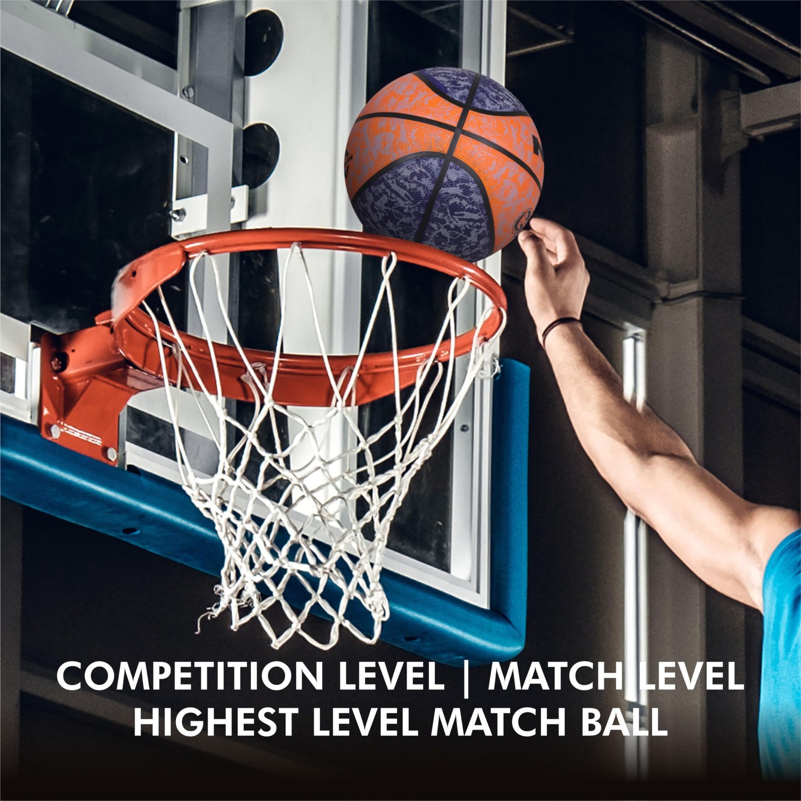 Nivia Graffiti Basketball, As per Basic Standard, 8 Panels, Molded Durable Rubber, Butyl Threadwounded Bladder, Made for Beginners, to Play on All Indoor & Outdoor Surfaces (Size - 7, Blue-Orange)