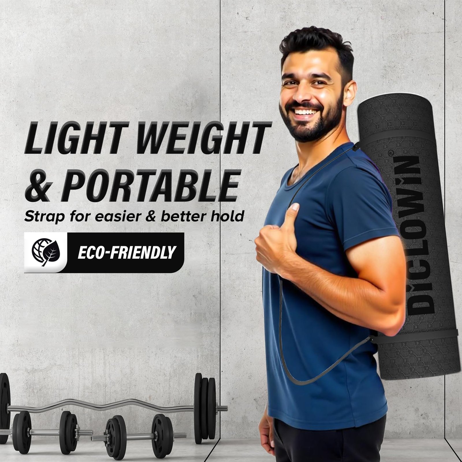 DiCLOWiN Yoga Mat | 6mm, Anti Slip, Extra Grip | Storage Strap Included | Exercise, Stretch, Rest & Yoga for Men, Women, Children, Elderly (Black)