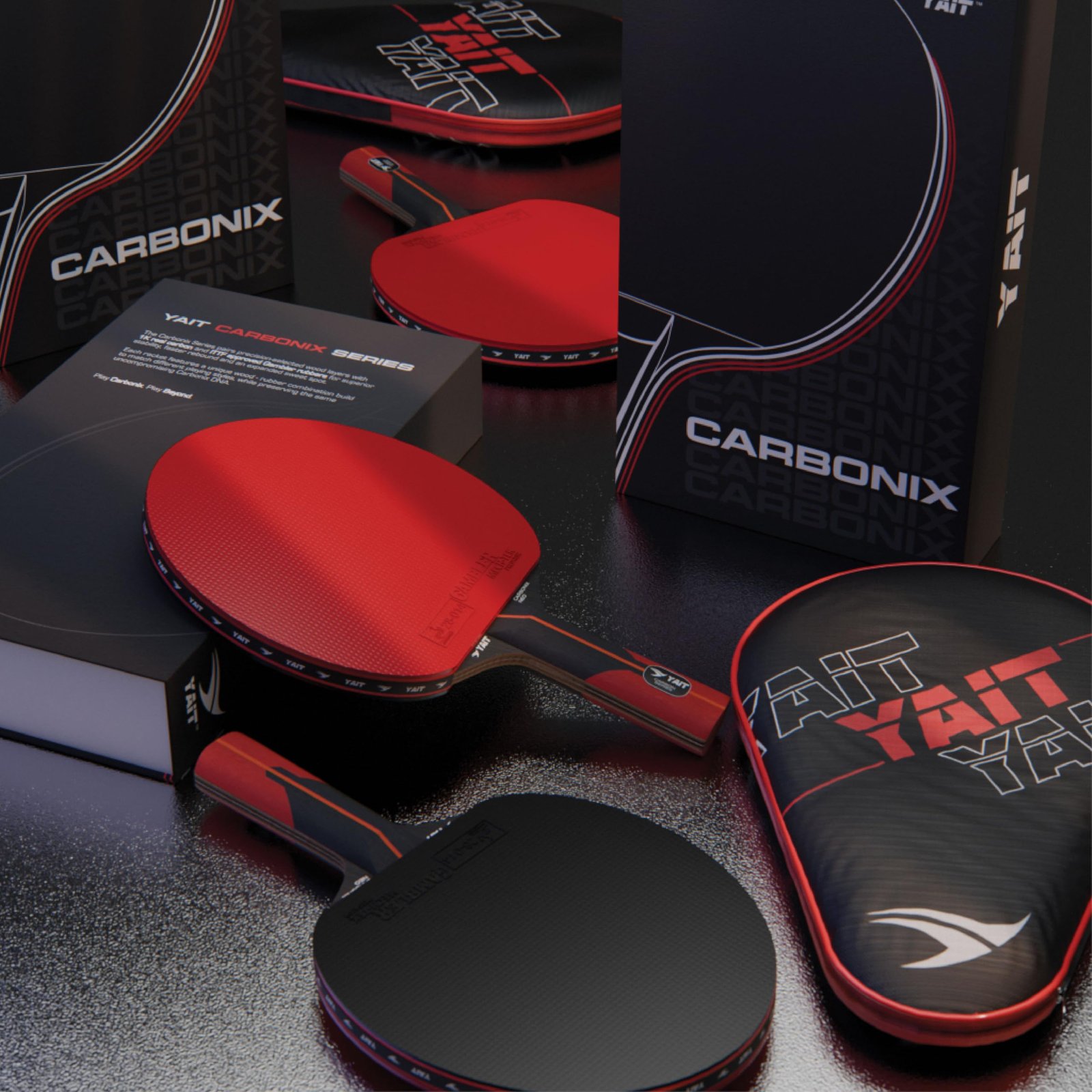 YAIT Carbonix Neo Professional Table Tennis Racquet | ITTF Approved Gambler MECH-TEK Rubber | 7 Layer Blade with 1K Real Carbon | Basswood & Kiri Wood | High Spin & Speed Fast Attack TT Racquet