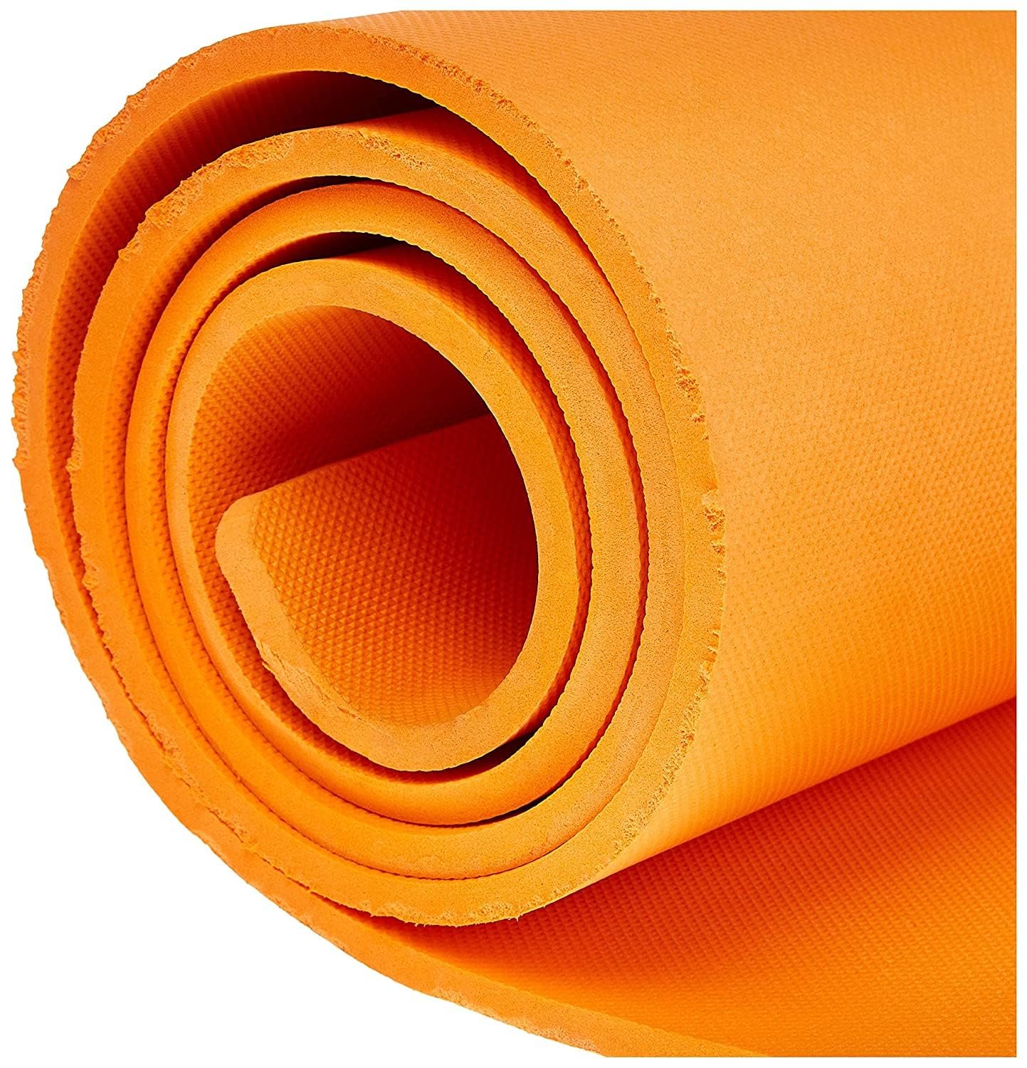 DFH 4mm Anti-Skid EVA+TPE Yoga Mat with Elastic Carry Strap for Home Gym & Outdoor Workout for Men & Women-Orange