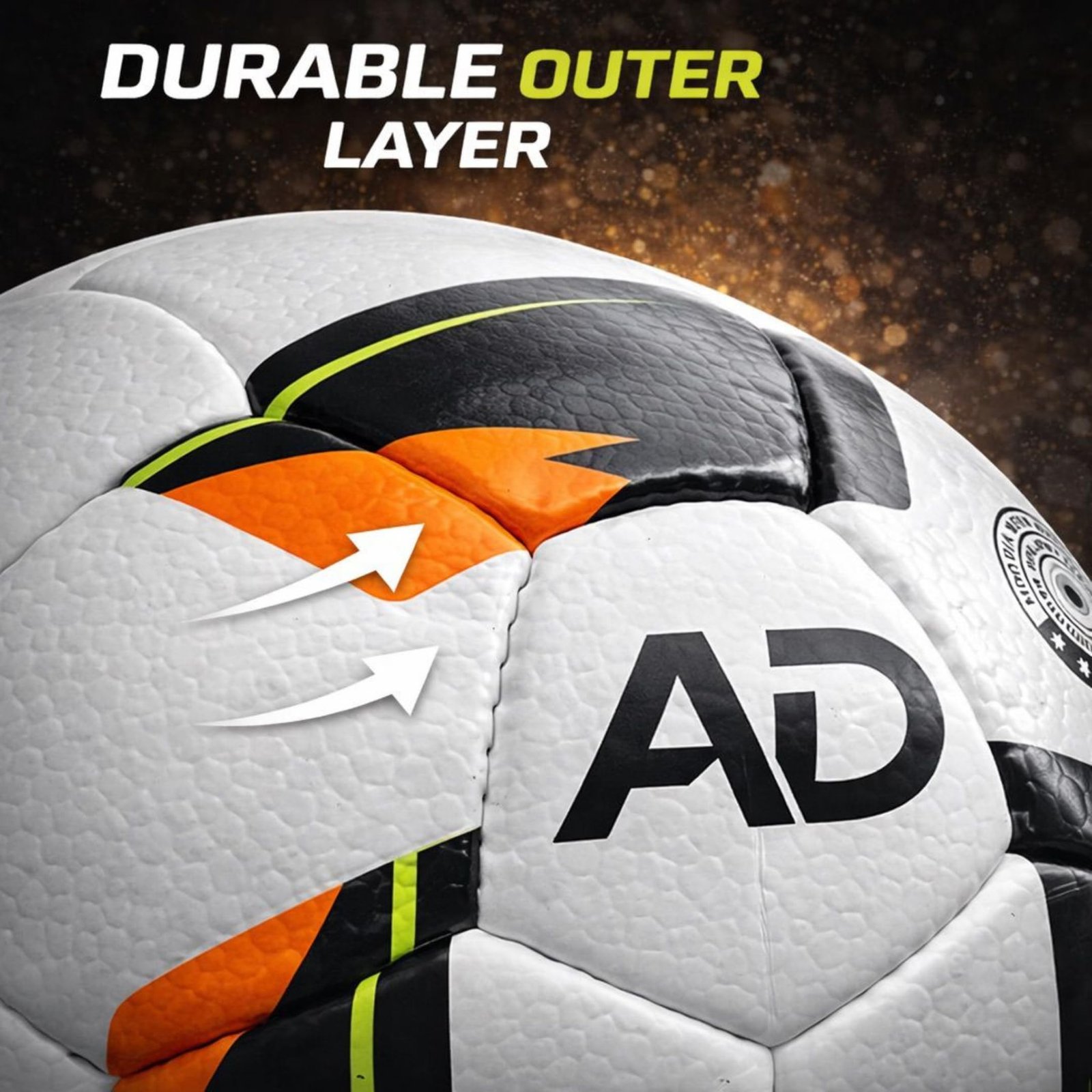 AlphaDrive Football - Size 5 (White) | PU Leather, 32 Panels, Match Ball, Tournament Play, Suitable for Turf & Grass