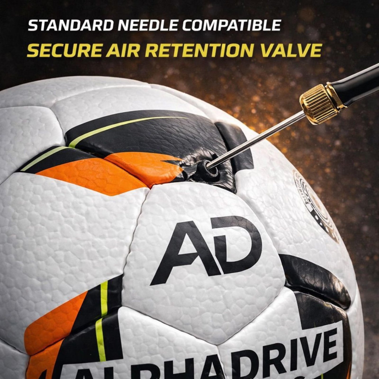 AlphaDrive Football - Size 5 (White) | PU Leather, 32 Panels, Match Ball, Tournament Play, Suitable for Turf & Grass